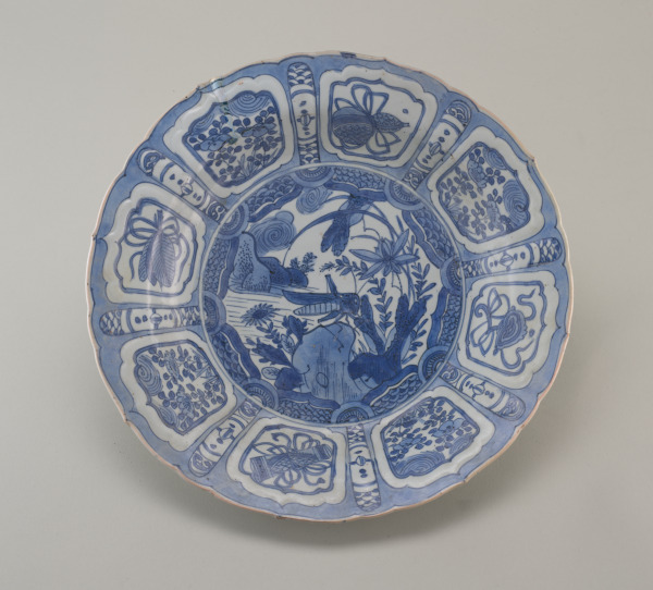 Large Dish Decorated with a Grasshopper on a Rock