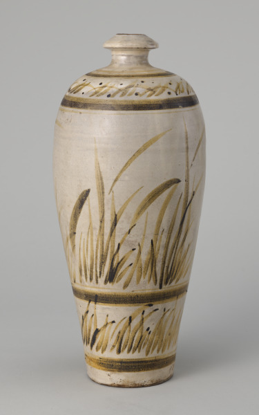 Bottle Decorated with Painted Grass Motif