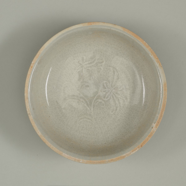 Dish with Applied Floral Design and Unglazed Rim