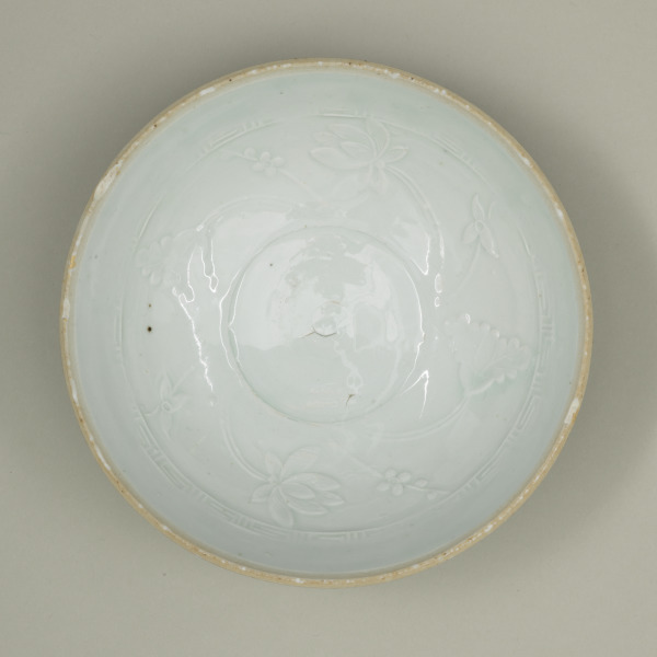 Bowl with Applied and Slip-Trailed Lotus and Arrowhead Design