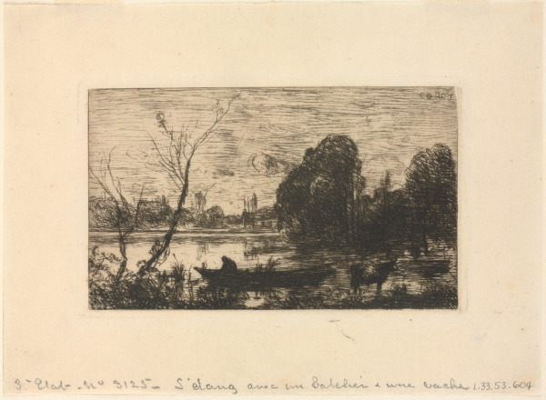 VILLE D'AVRAY: BOATMAN ON POND (EVENING EFFECT)