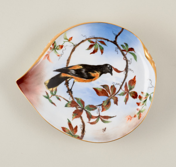 "BALTIMORE ORIOLE, AND VIRGINIA CREEPER" DESSERT OR FRUIT PLATE