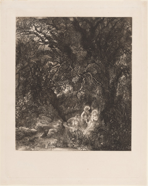 The Rest on the Flight into Egypt with a Saddled Donkey