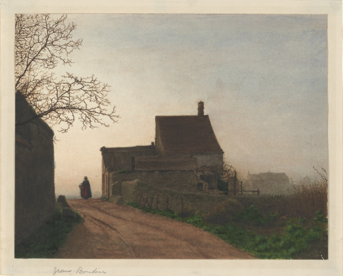 Village Street with Female Figure