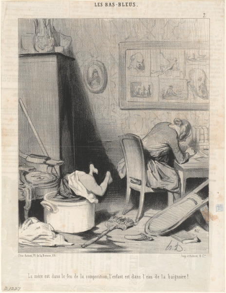 THE MOTHER IS IN THE HEAT OF COMPOSING, WHILE THE BABY IS IN THE WATER OF THE BATHTUB!