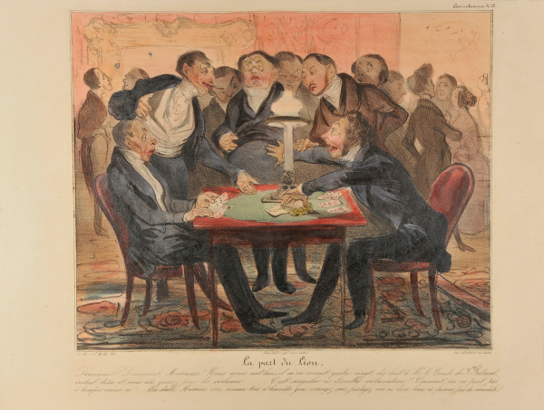 LION'S SHARE. CALM YOURSELVES, GENTLEMEN. WE'VE A HUNDRED LOUIS, EIGHTY OF THEM BELONG TO ME, EIGHTEEN TO MR. LE COMTE DE ST. BERTRAND, THAT LEAVES TWO FOR THE FIFTEEN OF YOU... IT'S STRANGE, THESE ETERNAL COMPLAINTS!! REALLY, IT'S JUST NOT POSSIBLE TO MAKE SUCH A MISTAKE!... WHAT THE DEVIL, GENTLEMEN, WE'RE ALL HONEST MEN, SORT THINGS OUT BETWEEN YOURSELVES, SHARE THE TWO LOUIS BETWEEN YOU, LET’S NOT MAKE A SCANDAL!