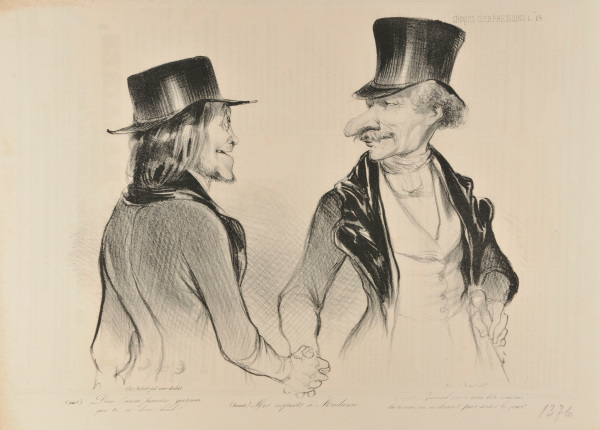 (ASIDE): GOD! MY POOR BOY... HOW UGLY YOU ARE! (OPENLY): COMPLIMENTS TO MADAME! (ASIDE): WITH A FACE LIKE YOURS, YOU SHOULDN'T BE WALKING ON THE STREETS DURING DAYTIME.