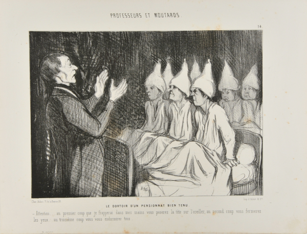 THE DORMITORY OF A DISTIGUISHED BOARDING SCHOOL. - ATTENTION... ON THE FIRST CLAP THAT I STRIKE WITH MY HANDS YOU WILL PLACE YOUR HEAD ON THE PILLOW. AT THE SECOND, YOU WILL CLOSE YOUR EYES... ON THE THIRD CLAP YOU WILL ALL SLEEP.
