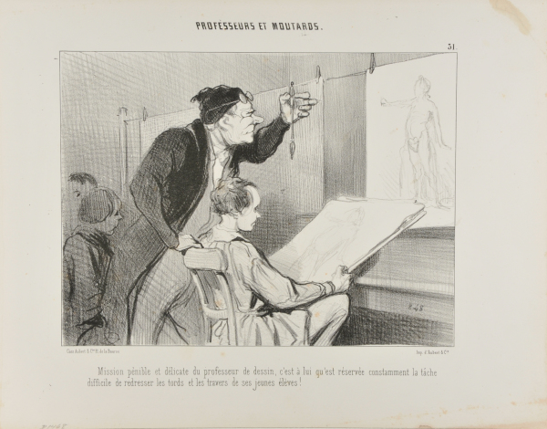 LIFE OF A DRAWING MASTER IS TRULY A HARD ONE. HE HAS THE DIFFICULT TASK TO CORRECT THE MISTAKES AND BLUNDERS PRODUCED BY HIS YOUNG STUDENTS.