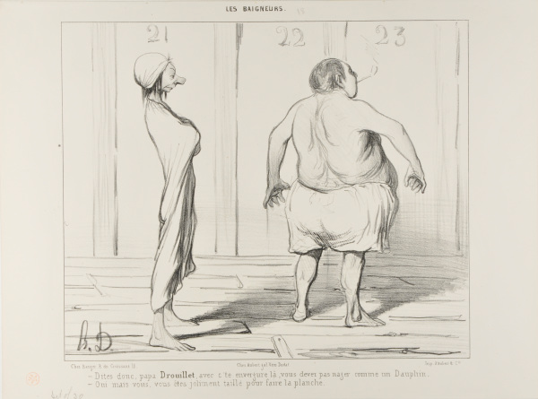 SAY, PAPA DROUILLET, WITH THAT SPREAD DO YOU SWIM LIKE A DOLPHIN? - YES, BUT YOU SEEM ESPECIALLY WELL SHAPED TO FLOAT LIKE A BOARD.