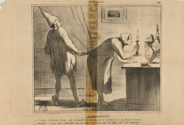 PORCELAIN COLLECTORS. - COME ON, ADELAIDE.... BE REASONABLE... IT'S ALREADY ONE O'CLOCK AND TIME TO GO TO BED! - ADOLPHE, LEAVE ME ALONE... I WANT TO ADMIRE MY OEUVRE A BIT LONGER... THE CANDLELIGHT MAKES IT LOOKS A HUNDRED TIMES MORE BEAUTIFUL.