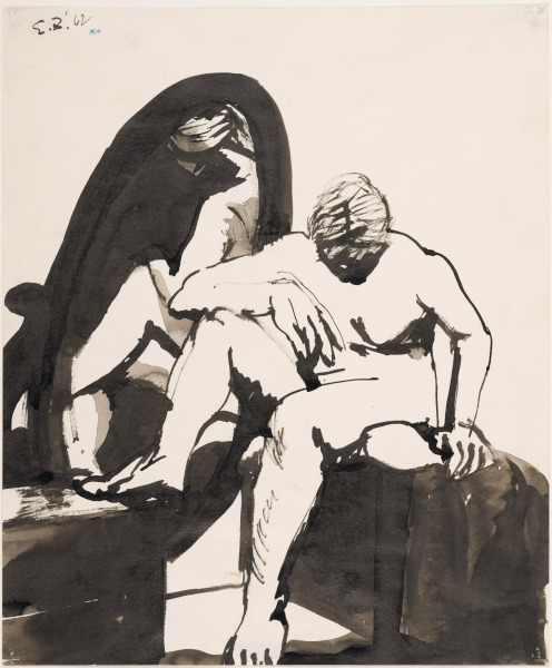 SEATED NUDE BEFORE MIRROR