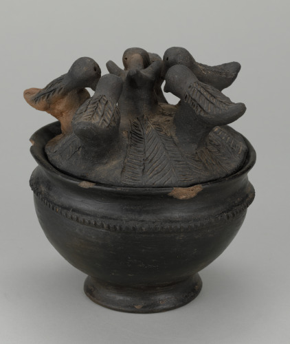 Lidded Vessel with Birds