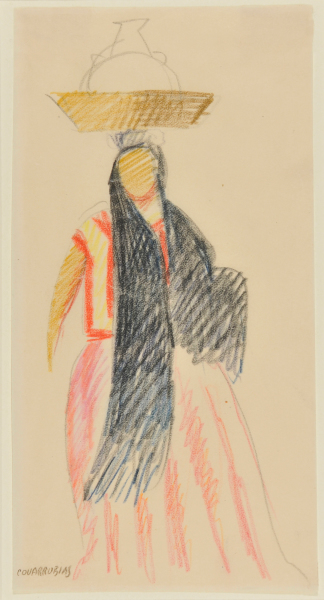 STANDING MEXICAN WOMAN WITH BASKET