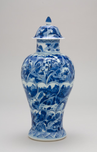 Covered Baluster Vase with Multiple Landscapes