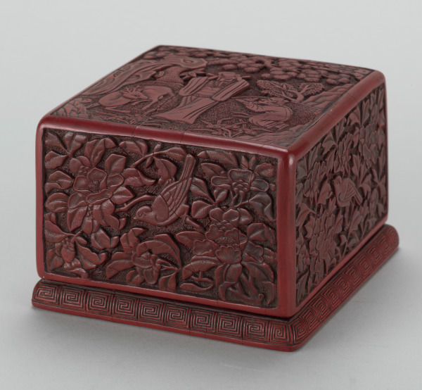 Box Decorated with a Deer, Official and Attendant in a Wooded Grove