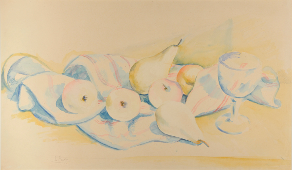 Still life with Pears, Apples and Water Glass