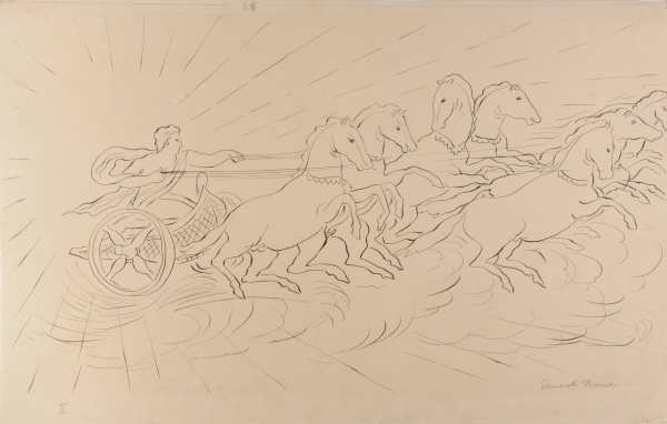 PHAETON DRIVING THE SUN CHARIOT. PRELIMINARY DRAWING FOR JOSEPH GAVORSE, 'THE STORY OF PHAETON, SON OF APOLLO'