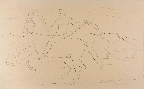 PHAETON ON HORSEBACK, STUDY #1. PRELIMINARY DRAWING FOR JOSEPH GAVORSE, 'THE STORY OF PHAETON, SON OF APOLLO'