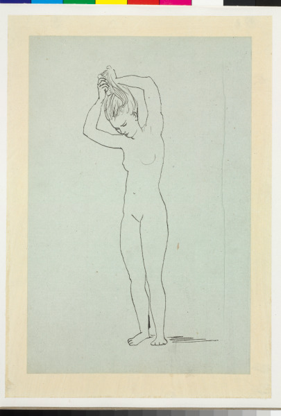 STANDING GIRL COMBING HER HAIR