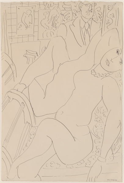 ARTIST AND MODEL REFLECTED IN A MIRROR