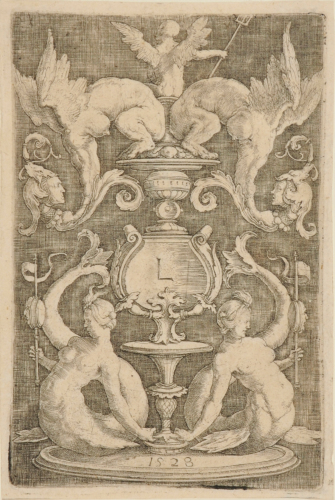 PANEL OF ORNAMENT WITH TWO SIRENS