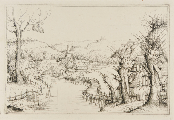 LANDSCAPE WITH A WINDING WOODEN BRIDGE