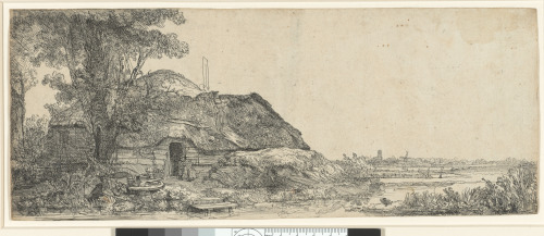 LANDSCAPE WITH A COTTAGE AND A LARGE TREE