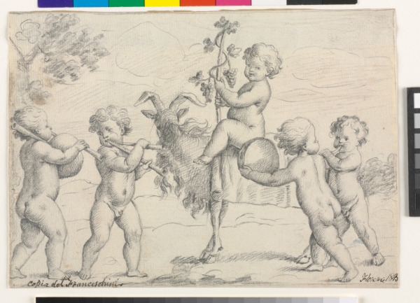 PUTTI MAKING MUSIC WITH ONE RIDING A GOAT