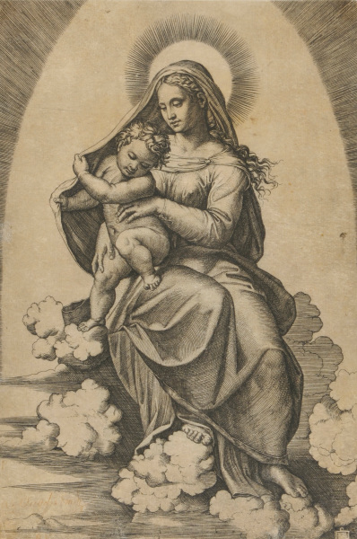 Virgin and Child Seated on Clouds