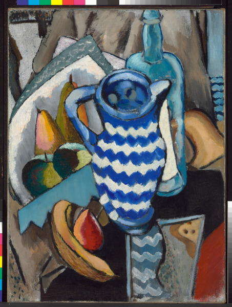 STILL LIFE WITH FRUIT AND BLUE AND WHITE PITCHER