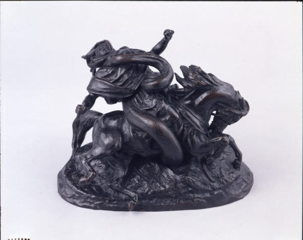 Cavalier africain surpris par un serpent