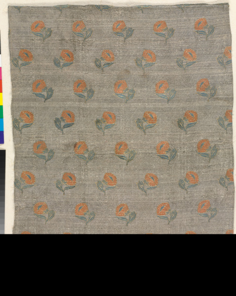 Fragment of Brocaded and Stamped Metallic Ground Fabric