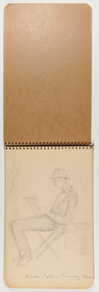 SKETCHBOOK WITH 18 DRAWINGS. (SCENES OF FAMILY AND FRIENDS IN SUMMER CAMP).