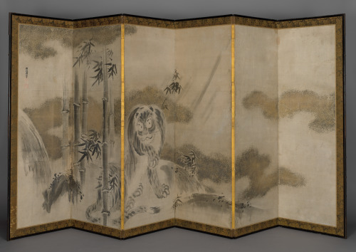 Tiger Seated in a Snowy Bamboo Stand