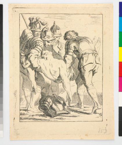 FOUR SOLDIERS CARRYING A DEAD MAN