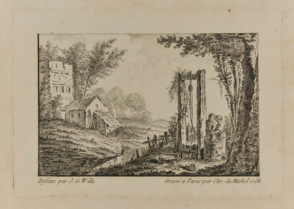 LANDSCAPE WITH MAN AND WOMAN AT A WELL
