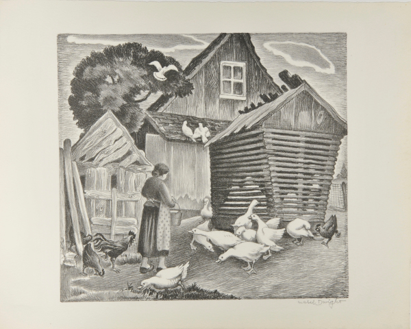 FARMYARD (FEEDING THE GEESE)