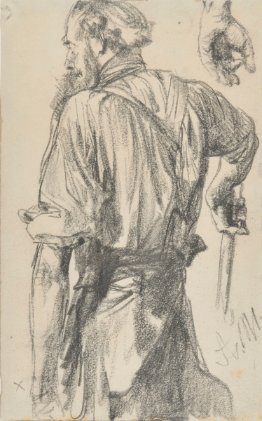 STUDY OF A FACTORY WORKER SEEN FROM BEHIND AND STUDY OF A LEFT HAND
