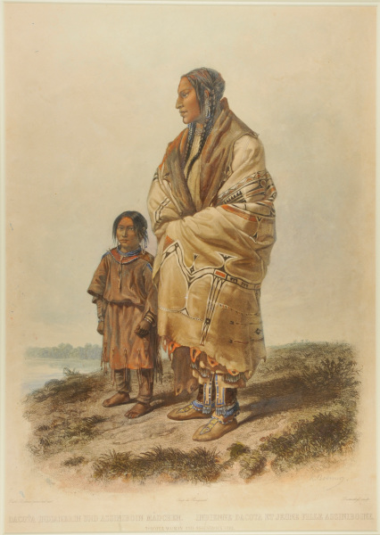 DACOTA WOMAN AND ASSINIBOIN GIRL