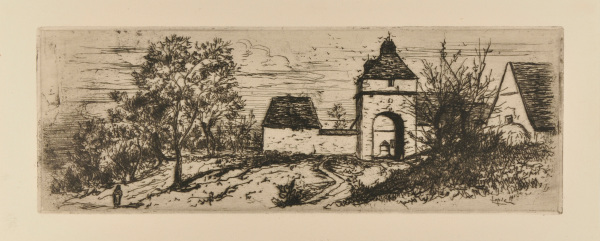 Paysage avec ferme au porche monumental