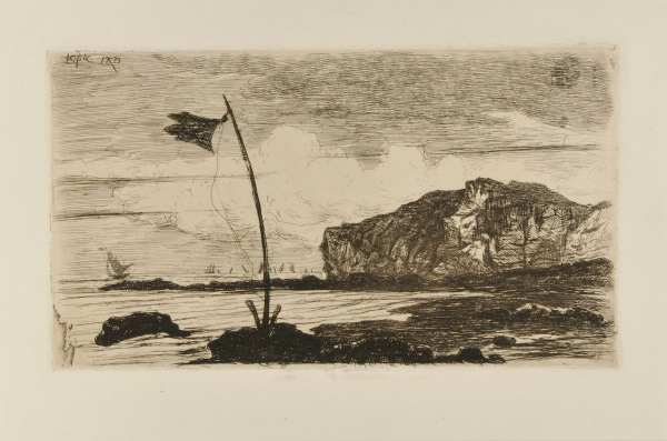 NORTHERN CLIFF WITH SIGNAL FLAG IN LEFT FOREGROUND