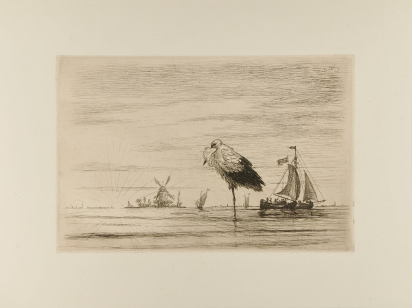 STORK IN HOLLAND AT SUNSET