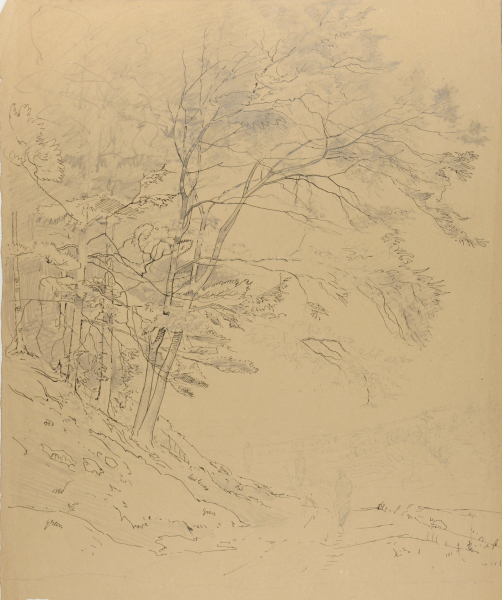 Path Next to Forest with Figures