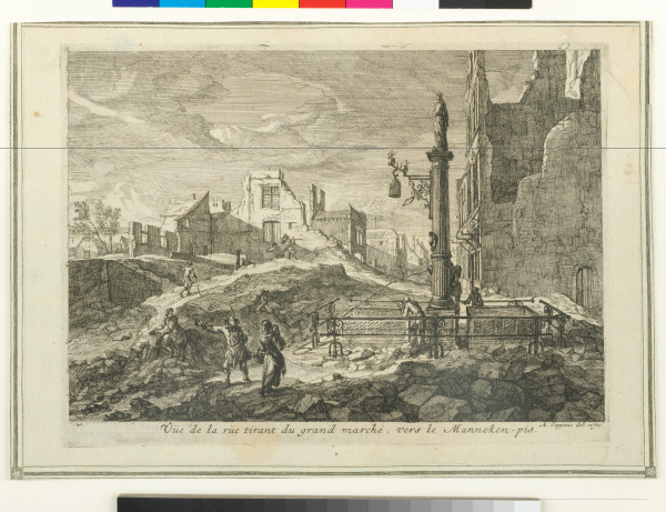 VÜE DE LA RÜE TIRANT DU GRAND MARCHÉ, VERS LE MANNEKIN-PIS