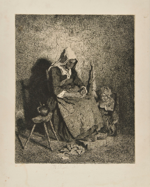 SPINNER AND CHILD, AUVERGNE (FIRST PLATE)