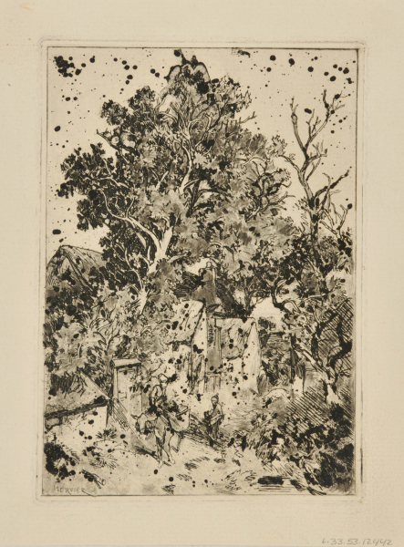 Village Street with Woman on a Donkey