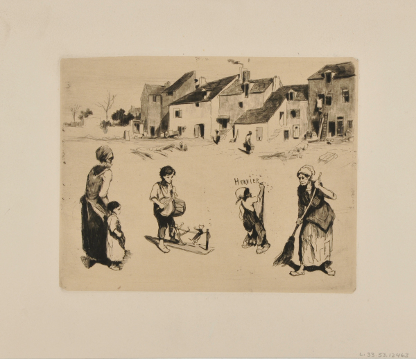 VILLAGE HOUSES WITH FOUR FIGURE STUDIES