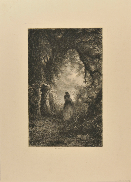 COUPLE IN A FOREST BY THE LAKE