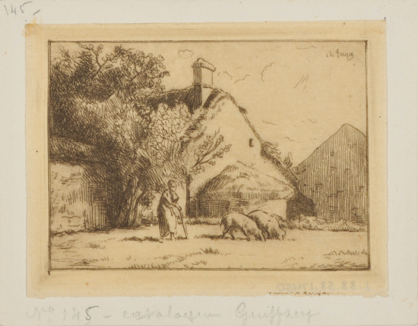 A WOMAN MINDING PIGS